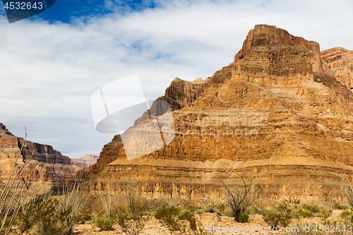 Image of view of grand canyon cliffs and desert