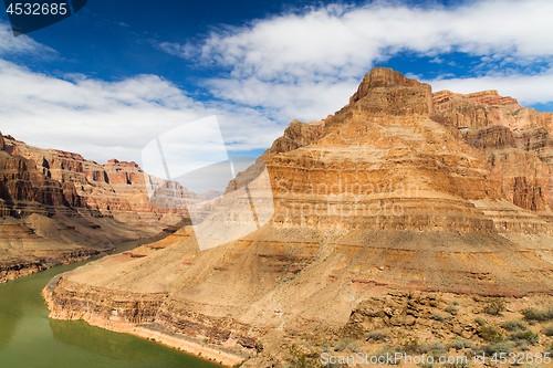 Image of view of grand canyon cliffs and colorado river