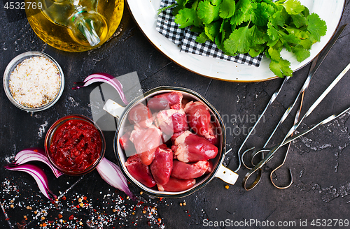 Image of raw chicken hearts