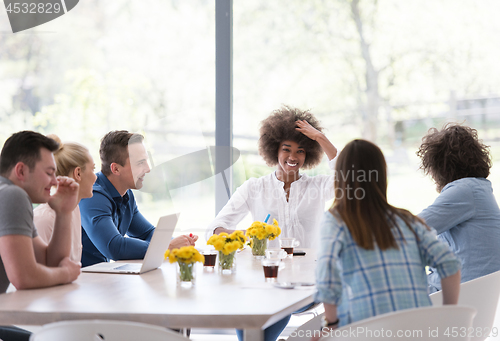 Image of Multiethnic startup business team on meeting