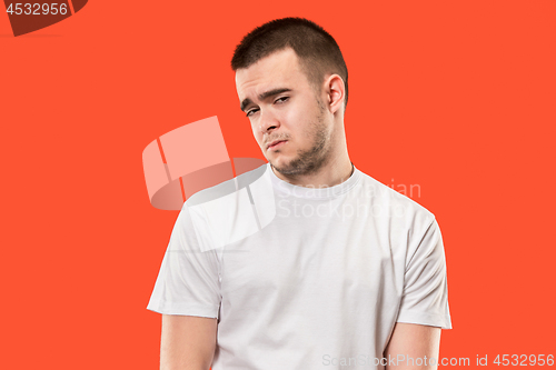 Image of Young emotional surprised, frustrated and bewildered man