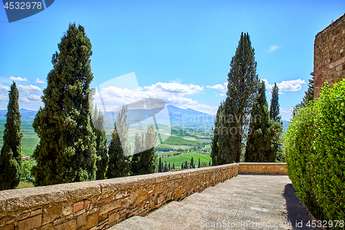 Image of View of the city walls of Pienza
