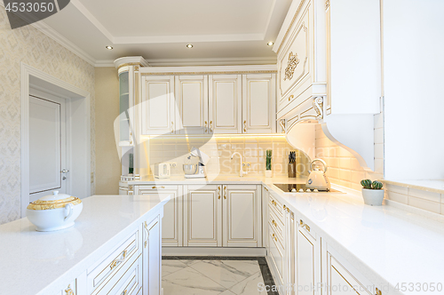 Image of neoclassic style luxury kitchen interior
