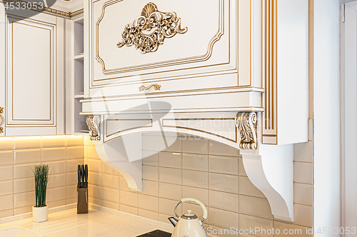 Image of neoclassic style luxury kitchen interior