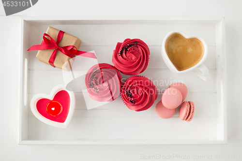 Image of close up of red sweets for valentines day