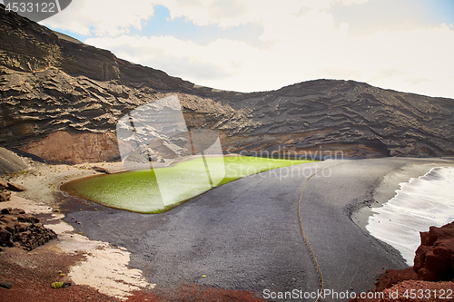 Image of Green volcanic lake Charco de los Clicos at Lanzarote