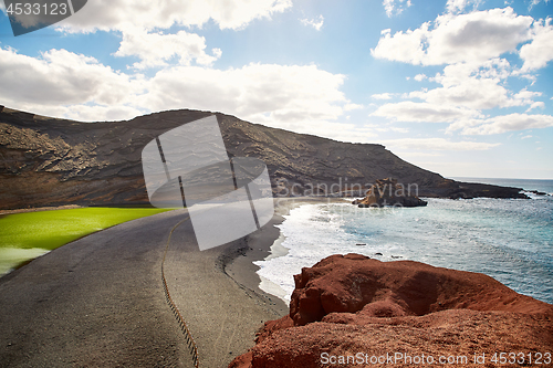 Image of Green volcanic lake Charco de los Clicos at Lanzarote