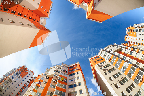 Image of fisheye shot of new residential buildings