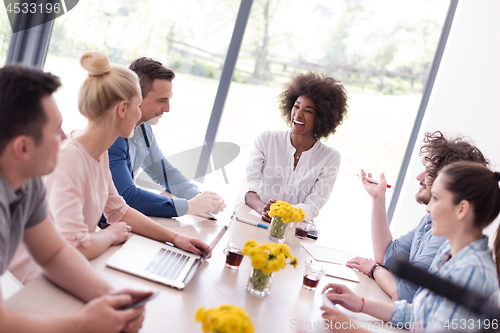 Image of Multiethnic startup business team on meeting