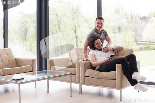 Image of Gay Couple Love Home Concept