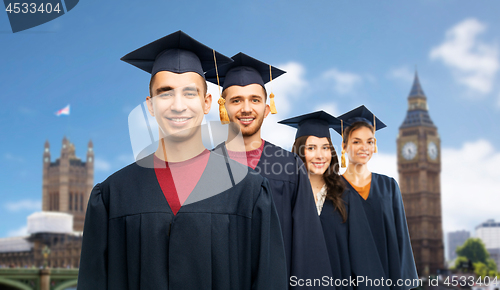 Image of graduates in mortar boards and bachelor gowns