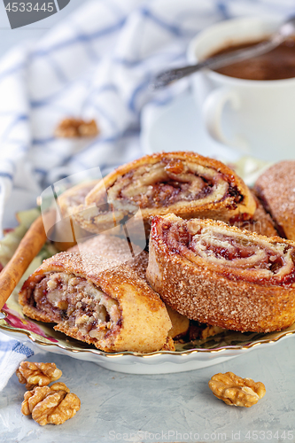 Image of Traditional Israel rugelach with jam and raisins.