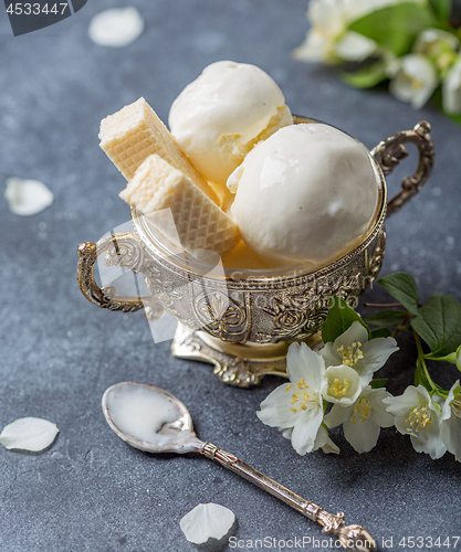 Image of Vanilla ice cream balls.