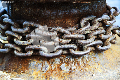 Image of Old and rusty mooring post