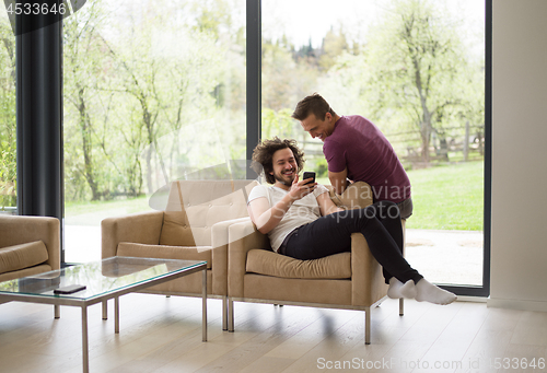 Image of Gay Couple Love Home Concept