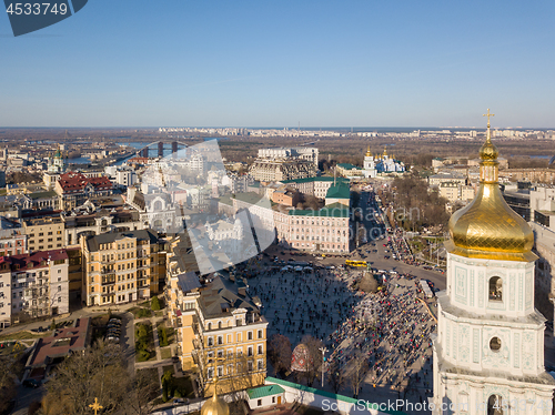 Image of Aerial top view of Kiev city skyline from above, Kyiv cityscape capital of Ukraine