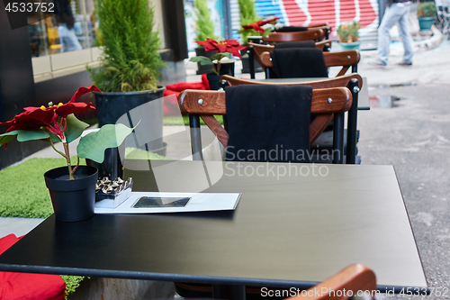 Image of cozy cafe in the street of Istanbul without people