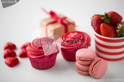 Image of close up of red sweets for valentines day