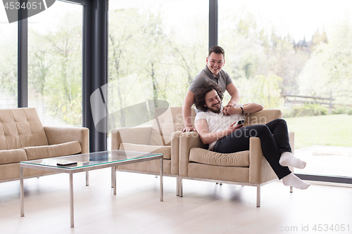 Image of Gay Couple Love Home Concept
