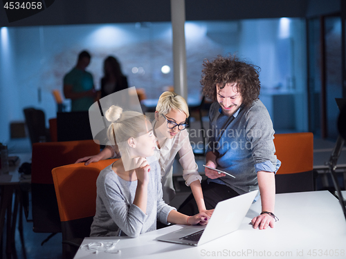 Image of designers in the night startup office