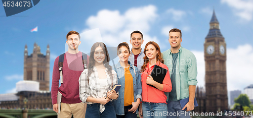 Image of group of students with books over london big ben