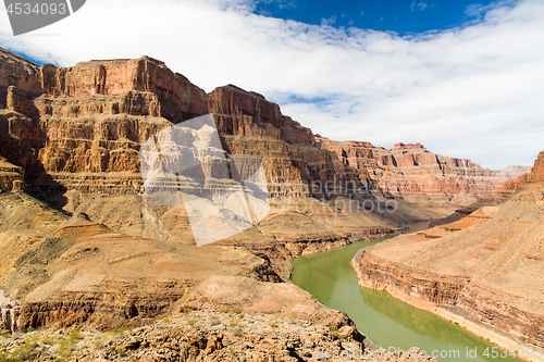 Image of view of grand canyon cliffs and colorado river