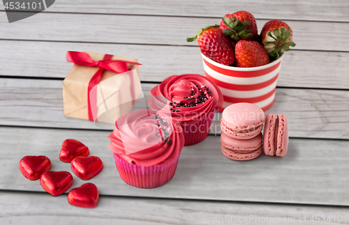 Image of close up of red sweets for valentines day