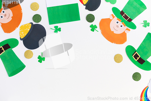 Image of st patricks day decorations on white background