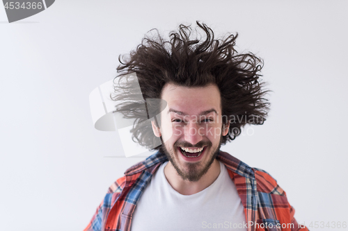 Image of man standing with open arms isolated on a white