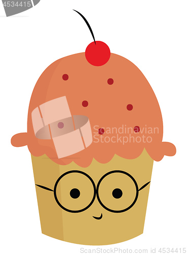 Image of A cute pink cupcake vector or color illustration