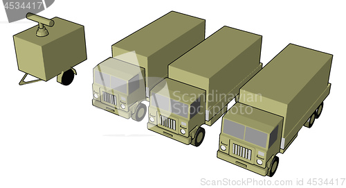 Image of A military truck Military vector or color illustration