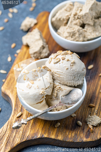 Image of Homemade ice cream with sunflower oil and halva.