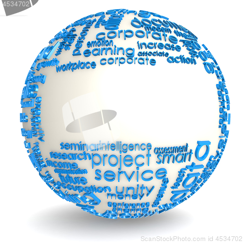 Image of Blank sphere with blue word cloud