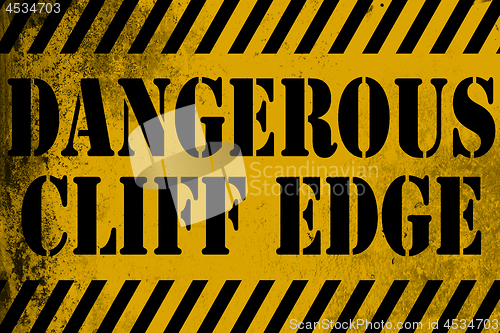 Image of Dangerous cliff edge sign yellow with stripes