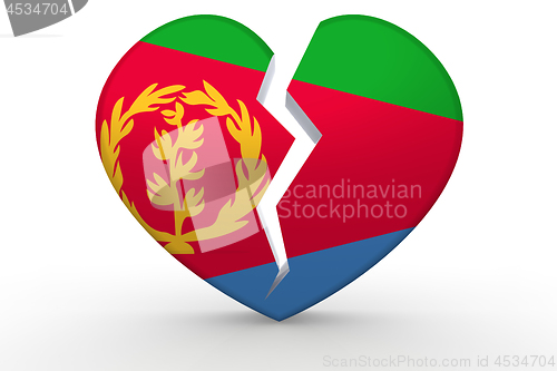 Image of Broken white heart shape with Eritrea flag