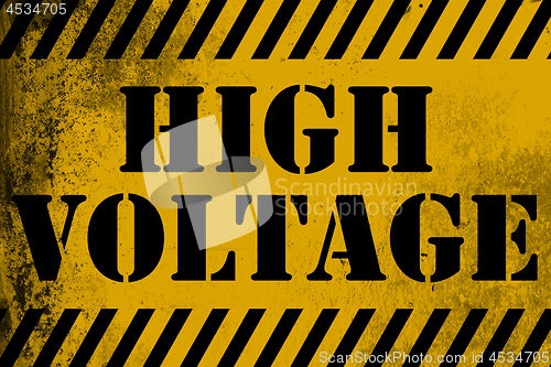 Image of High Voltage sign yellow with stripes