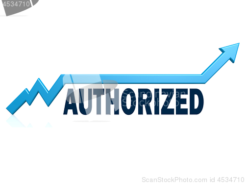 Image of Authorized word with blue grow arrow