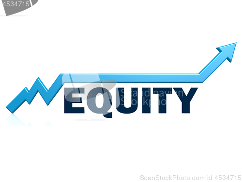 Image of Equity word with blue grow arrow