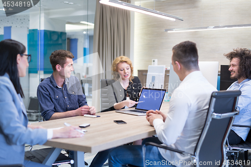 Image of Startup Business Team At A Meeting at modern office building