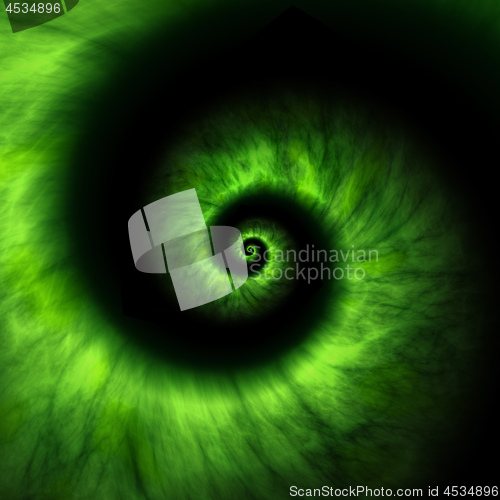 Image of a green light energy spiral on black background