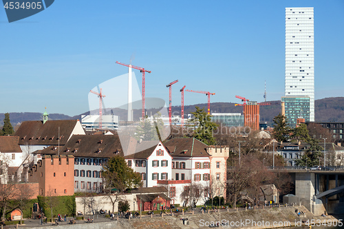 Image of some construction cranes at Basel Swiss