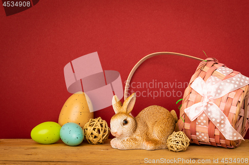 Image of sweet easter bunny figure in a basket