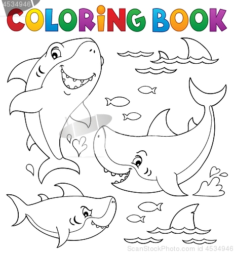 Image of Coloring book shark topic collection 1