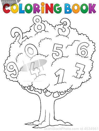 Image of Coloring book tree with numbers theme 1