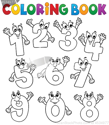 Image of Coloring book cartoon numbers set 2