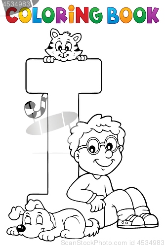 Image of Coloring book boy and pets by letter I