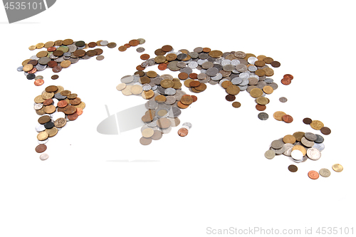Image of old world coins as world map