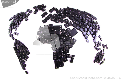 Image of black keyboard keys as world map