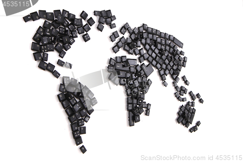 Image of black keyboard keys as world map