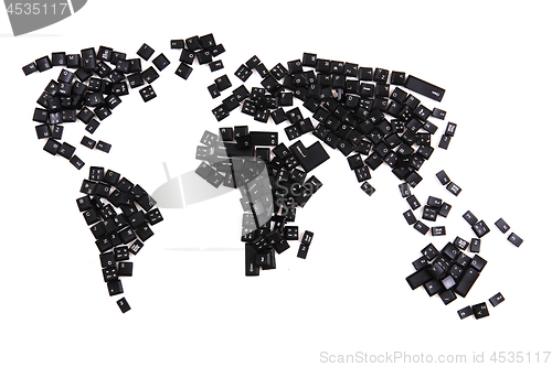 Image of black keyboard keys as world map